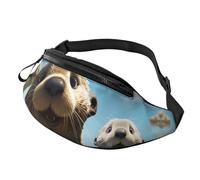 Fanny Pack for Men Women Crossbody Waist Bag Lovely Sea Otter Belt Bag with Adjustable Strap Hip Bum Bag, Black, One Size