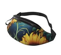 Fanny Pack for Men Women Crossbody Waist Bag Moonlight Sunflower Pattern Belt Bag with Adjustable Strap Hip Bum Bag, Black, One Size