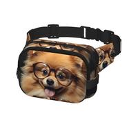 Fanny Pack for Men Women Crossbody Waist Bag Pomeranian dog wearing Glasses Belt Bag with Adjustable Strap Hip Bum Bag