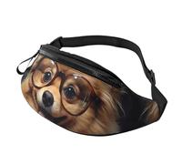 Fanny Pack for Men Women Crossbody Waist Bag Pomeranian dog wearing Glasses Belt Bag with Adjustable Strap Hip Bum Bag, Black, One Size