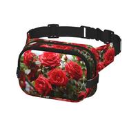 Fanny Pack for Men Women Crossbody Waist Bag Red Roses Bush in The Garden Belt Bag with Adjustable Strap Hip Bum Bag