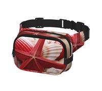 Fanny Pack for Men Women Crossbody Waist Bag Red Starfish Seashells Belt Bag with Adjustable Strap Hip Bum Bag