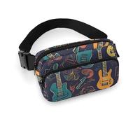 Fanny Pack for Men&Women Crossbody Waist Bag Small Sling Backpack Africa Elephant Belt Bag, Guitarra Pattern, 20x13cm