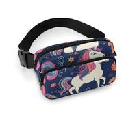Fanny Pack for Men&Women Crossbody Waist Bag Small Sling Backpack Africa Elephant Belt Bag, horse and Rainbow, 20x13cm