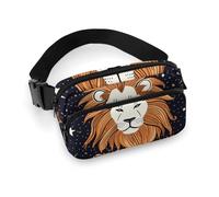 Fanny Pack for Men&Women Crossbody Waist Bag Small Sling Backpack Africa Elephant Belt Bag, Lion and stars, 20x13cm