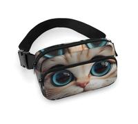 Fanny Pack for Men&Women Crossbody Waist Bag Small Sling Backpack Berries And Fruits Belt Bag, Cat with Big Eyes, 20x13cm