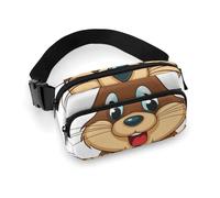 Fanny Pack for Men&Women Crossbody Waist Bag Small Sling Backpack Boat on The Ocean Belt Bag, Cartoon Animated Beaver, 20x13cm