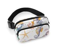 Fanny Pack for Men&Women Crossbody Waist Bag Small Sling Backpack Boy And Puppy Belt Bag, A Range of Sea Creatures, 20x13cm
