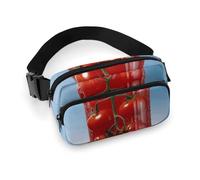 Fanny Pack for Men&Women Crossbody Waist Bag Small Sling Backpack Bunny Hopping Pattern Belt Bag, Bottle and Tomato, 20x13cm