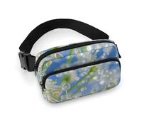 Fanny Pack for Men&Women Crossbody Waist Bag Small Sling Backpack Bunny Hopping Pattern Belt Bag, Dewdrops on Flowers, 20x13cm