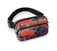 Fanny Pack for Men&Women Crossbody Waist Bag Small Sling Backpack Colorful Flower Pattern Belt Bag, Peach and Yellow, 20x13cm