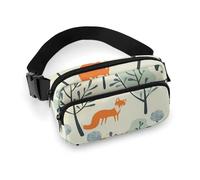 Fanny Pack for Men&Women Crossbody Waist Bag Small Sling Backpack Colorful Flower Pattern Belt Bag, There Is a Fox in the Tree, 20x13cm