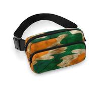 Fanny Pack for Men&Women Crossbody Waist Bag Small Sling Backpack Colorful Ice Cream Belt Bag, Green and Orange Pattern, 20x13cm