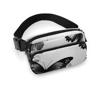 Fanny Pack for Men&Women Crossbody Waist Bag Small Sling Backpack Fall Autumn Leaves Belt Bag, Black Gray Butterflies, 20x13cm
