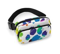 Fanny Pack for Men&Women Crossbody Waist Bag Small Sling Backpack Fall Autumn Leaves Belt Bag, Colorful Dog Paw Print, 20x13cm