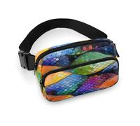 Fanny Pack for Men&Women Crossbody Waist Bag Small Sling Backpack Flower Sunflower Belt Bag, Rainbow Fish Scale, 20x13cm