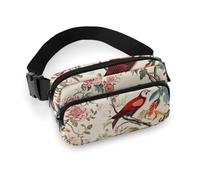 Fanny Pack for Men&Women Crossbody Waist Bag Small Sling Backpack Flowers And Swans Belt Bag, Flowers and Birds, 20x13cm