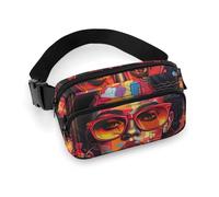 Fanny Pack for Men&Women Crossbody Waist Bag Small Sling Backpack Flowers And Swans Belt Bag, Girl Wearing Sunglasses, 20x13cm