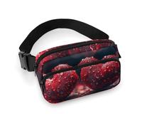 Fanny Pack for Men&Women Crossbody Waist Bag Small Sling Backpack Flowers in Shopping Cart Belt Bag, Two Hearts Pattern, 20x13cm
