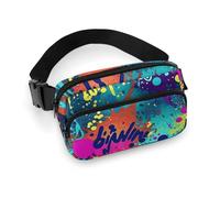 Fanny Pack for Men&Women Crossbody Waist Bag Small Sling Backpack Gray And Magenta Belt Bag, Colorful Spray Pattern, 20x13cm