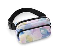 Fanny Pack for Men&Women Crossbody Waist Bag Small Sling Backpack Line Art Leaves Belt Bag, Colorful Butterfly Pattern, 20x13cm