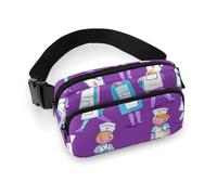 Fanny Pack for Men&Women Crossbody Waist Bag Small Sling Backpack Moroccan Color Belt Bag, Nurse Pattern Purple, 20x13cm