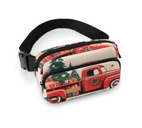 Fanny Pack for Men&Women Crossbody Waist Bag Small Sling Backpack Peach Squares of Different Shapes Belt Bag, Red Christmas Truck, 20x13cm