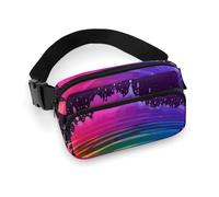 Fanny Pack for Men&Women Crossbody Waist Bag Small Sling Backpack Peach Squares of Different Shapes Belt Bag, Rainbow Pattern, 20x13cm