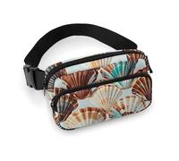 Fanny Pack for Men&Women Crossbody Waist Bag Small Sling Backpack Tie-dye Blue Belt Bag, Various shell patterns, 20x13cm