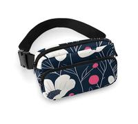 Fanny Pack for Men&Women Crossbody Waist Bag Small Sling Backpack White Marble Texture Belt Bag, Black Floral Pattern, 20x13cm