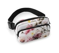 Fanny Pack for Men&Women Crossbody Waist Bag Small Sling Backpack White Marble Texture Belt Bag, Flowers on White Background, 20x13cm