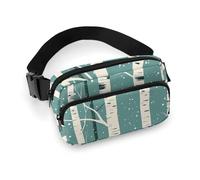 Fanny Pack for Men&Women Crossbody Waist Bag Small Sling Backpack White Marble Texture Belt Bag, Green Tree Image, 20x13cm