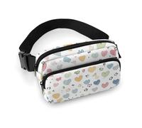 Fanny Pack for Men&Women Crossbody Waist Bag Small Sling Backpack Yoga Pug Belt Bag, Contains Many Hearts, 20x13cm