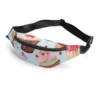 Fanny Pack for Men Women Cupcake Pattern Waist Pack Small Belt Bag with Adjustable Strap Waterproof Sling Bag Fashion Crossbody Bag Bum Bag for Travel Hiking Running, white, 14.2x5.9 Inches