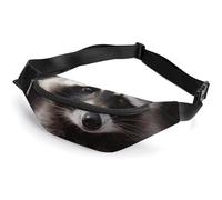Fanny Pack for Men Women Cute Raccoon Waist Pack Small Belt Bag with Adjustable Strap Waterproof Sling Bag Fashion Crossbody Bag Bum Bag for Travel Hiking Running, white, 14.2x5.9 Inches