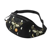 Fanny Pack for Men Women Death Head Hawk Moth Moon and Sun Hip Bum Bag Waist Pack Bag Suitable for Outdoors Workout Traveling Casual Running Hiking Cycling Dog Walking Fishing