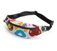 Fanny Pack for Men Women Dog Paw Pattern Waist Pack Small Belt Bag with Adjustable Strap Waterproof Sling Bag Fashion Crossbody Bag Bum Bag for Travel Hiking Running, white, 14.2x5.9 Inches