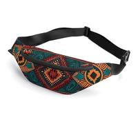 Fanny Pack for Men Women Ethnic Geometric Pattern Waist Pack Small Belt Bag with Adjustable Strap Waterproof Sling Bag Fashion Crossbody Bag Bum Bag for Travel Hiking Running, white, 14.2x5.9 Inches
