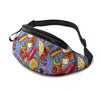 Fanny Pack for Men Women, Fast Food Hamburger Pizza Cola Waist Pack Bag with Belt Adjustable Sling Pocket Crossbody Shoulder Bag Chest Bag for Traveling Hiking Cycling Running