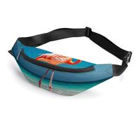 Fanny Pack for Men Women Flamingo on Beach Waist Pack Small Belt Bag with Adjustable Strap Waterproof Sling Bag Fashion Crossbody Bag Bum Bag for Travel Hiking Running, white, 14.2x5.9 Inches