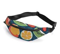 Fanny Pack for Men Women Fruits Pattern Waist Pack Small Belt Bag with Adjustable Strap Waterproof Sling Bag Fashion Crossbody Bag Bum Bag for Travel Hiking Running, white, 14.2x5.9 Inches