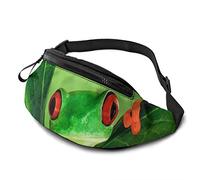 Fanny Pack for Men Women, Green 3D Frog Waist Pack Bag with Belt Adjustable Sling Pocket Crossbody Shoulder Bag Chest Bag for Traveling Hiking Cycling Running