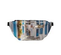 Fanny Pack for Men Women Group of Butterflies Belt Bag with Adjustable Strap Fashion Waist Bag Waist Pack for Travel, Greece Street, One Size