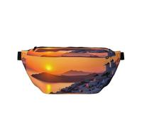 Fanny Pack for Men Women Group of Butterflies Belt Bag with Adjustable Strap Fashion Waist Bag Waist Pack for Travel, Greece Island Sunset Landscape, One Size