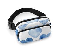 Fanny Pack for Men Women Hand Drawn Blue Heart Belt Bag Lightweight Waist Bag Pack Full Printed Pack With Adjustable Strap For Running Hiking Travel, style, 20x13cm
