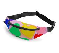 Fanny Pack for Men Women Hearts in Rainbow Colors Waist Pack Small Belt Bag with Adjustable Strap Waterproof Sling Bag Fashion Crossbody Bag Bum Bag for Travel Hiking Running, white, 14.2x5.9 Inches