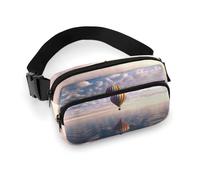 Fanny Pack for Men Women Hot Air Balloon Over The Sea Belt Bag Lightweight Waist Bag Pack Full Printed Pack With Adjustable Strap For Running Hiking Travel, style, 20x13cm