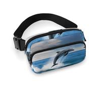 Fanny Pack for Men Women Jumping Up Dolphins Belt Bag Lightweight Waist Bag Pack Full Printed Pack With Adjustable Strap For Running Hiking Travel, style, 20x13cm