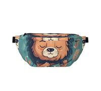 Fanny Pack for Men Women Lines of Flowers Belt Bag with Adjustable Strap Fashion Waist Bag Waist Pack for Travel, Lion With Eyes Closed, One Size