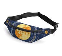 Fanny Pack for Men Women Moon Phase Sun Zodiac Mystic Astrology Waist Pack Small Belt Bag with Adjustable Strap Waterproof Sling Bag Fashion Crossbody Bag Bum Bag for Travel Hiking Running, white,
